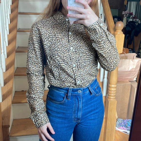 J. McLaughlin Leopard Print button down blouse - Picture 1 of 10